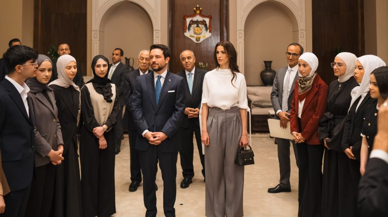 ولي العهد والأميرة رجوة يستقبلان أوائل الثانوية العامة